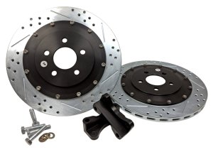 Ford GT500 Brake Rotors (2) - Rear - Baer Brakes - EradiSpeed+1, 2-piece, Slot & Drilled - Black Anodized - `07-`12